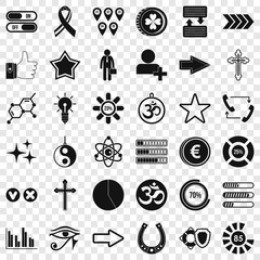 Poster - Hieroglyph icons set. Simple style of 36 hieroglyph vector icons for web for any design
