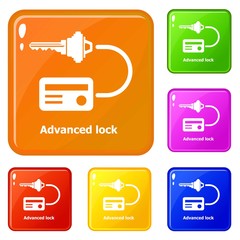 Poster - Advanced lock icons set collection vector 6 color isolated on white background