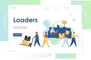 Loaders vector website landing page design template