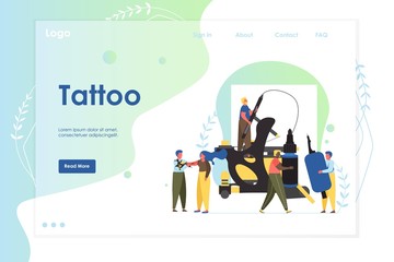 Wall Mural - tattoo vector website landing page design template