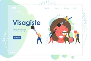 Poster - Visagiste vector website landing page design template