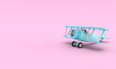 Poster - Toy vintage aircraft. Illustration with empty place for text. 3D rendering