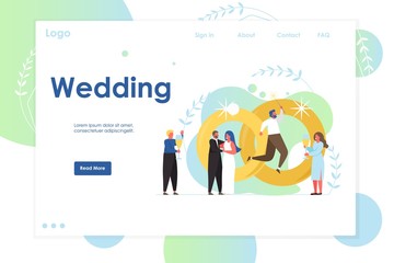 Wedding vector website landing page design template