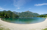 Fototapeta Do pokoju - Panoramic view of the public beach Molina di Ledro. Lago Di Ledro, Italy