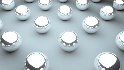 Aufkleber - Many glossy balls with reflections are on surface, isometric background, modern computer generated 3D render backdrop