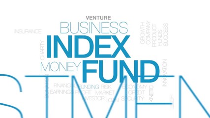 Canvas Print - Index fund animated word cloud. Kinetic typography.