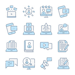Fototapete - Blog, Content and Online Blogging related blue line colored icons. 