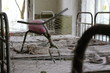 Broken bycicle in kindergarten during evacuation after Chernobyl catastrophe from Pripyat