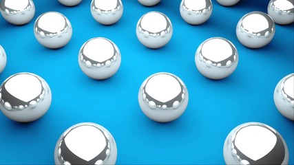Aufkleber - Many glossy balls with reflections are on surface, isometric background, modern computer generated 3D render backdrop
