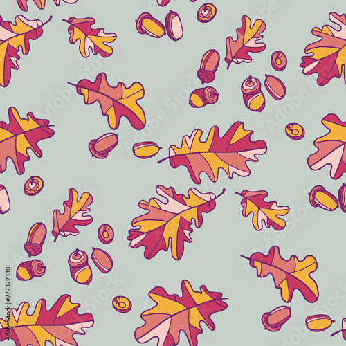 Fall oak acorn and leaves s...