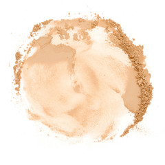 Wall Mural - Beige crashed face powder for makeup as sample of cosmetic product, isolated on white background - Image