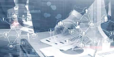 Wall Mural - icon of people with network connections. social media concept.