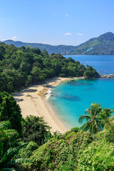 Wall Mural - Aerial scenic view over beautiful Andaman sea and small bays at Laem Sing Viewpoint, Phuket, Thailand