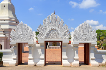 Main entrance gate at Wat Phra Borommathat Chaiya Worawihan, Surat Thani