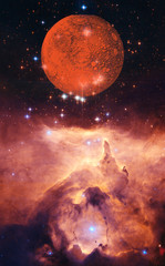 Wall Mural - Planet Mars. Space nebula. Cosmic cluster of stars