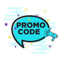 Poster - Promo code, coupon code sign speech bubble. Loudspeaker. Banner for business, marketing and advertisin