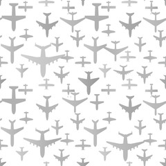 Poster - Airplane seamless background. Aircraft transportation pattern template. Aviation vector repeatable texture.