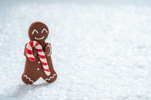 Funny Gingerbread Cookie Men With Tiny Marzipan Snowman