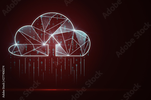 Glowing red digital cloud