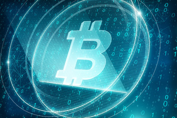Poster - Creative blue bitcoin background