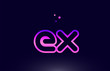 ex e x pink blue alphabet letter combination logo icon design