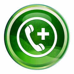 Wall Mural - Emergency call icon Natural Green Round Button