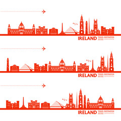 Fototapete - Ireland travel destination grand vector illustration.