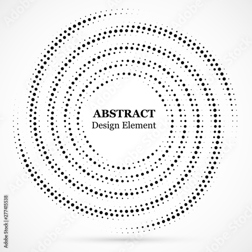 Black abstract vector circle frame halftone dots design element.Halftone effe...