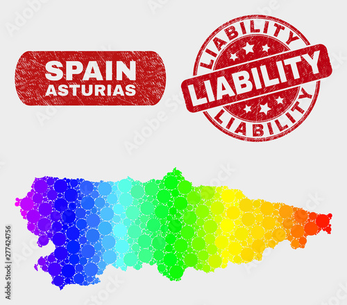 Spectrum Dotted Asturias Province Map And Seal Stamps Red Round Liability Grunge Seal Stamp Gradiented Spectral Asturias Province Map Mosaic Of Scattered Small Spheres Buy This Stock Vector And Explore Similar