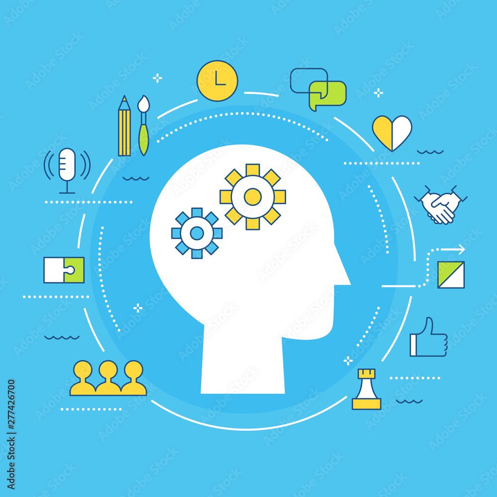 Soft Skills and Multiple Intelligences Concept Illustration. Flat ...