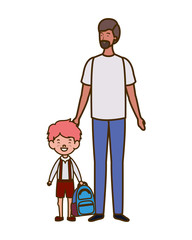 Poster - father with son of back to school