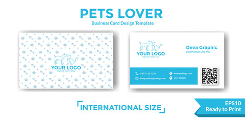 Pets lover cat dog business card design template