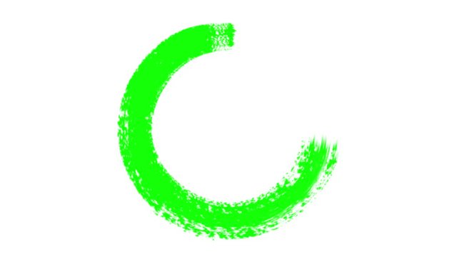 Set of seven various signs and shapes, paint brush stroke animation. Abstract 4k UHD green chroma key templates on white background.