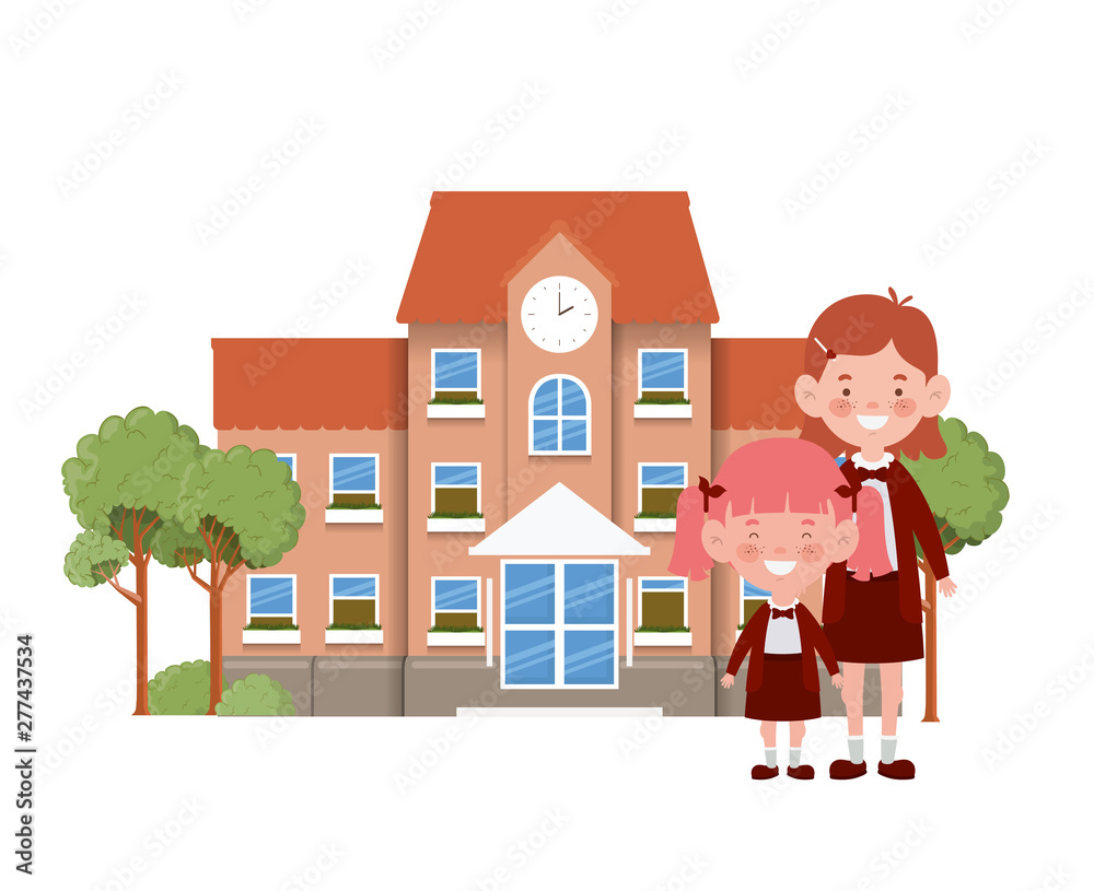 school building of primary with students Stock Vector | Adobe Stock