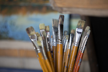 Brushes for painting in a glass