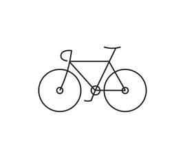 Wall Mural - Vector black line bicycle icon isolated on white background