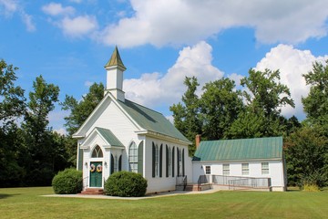 Small Quaint Country Church on a Bright Sunny Day