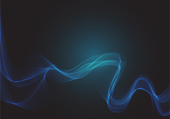Poster - Abstract blue circle dot line mesh wave smoke light on black design modern futuristic technology background vector illustration.