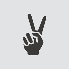 Hand Peace icon isolated of flat style. Vector illustration.