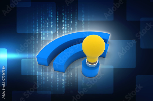 Fotomural 3d illustration wifi sin with bulb