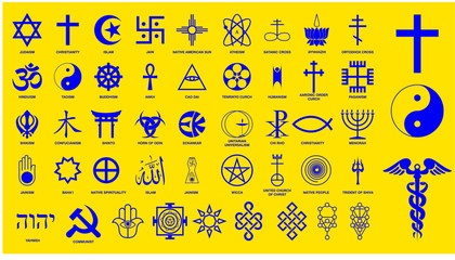 world religion symbols signs of major religious groups and other religions   isolated. easy to modify