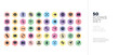 © zaurrahimov - 50 ui vector icons set in a colorful hexagon buttons