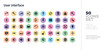 © zaurrahimov - 50 user interface vector icons set in a colorful hexagon buttons