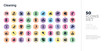 © zaurrahimov - 50 cleaning vector icons set in a colorful hexagon buttons