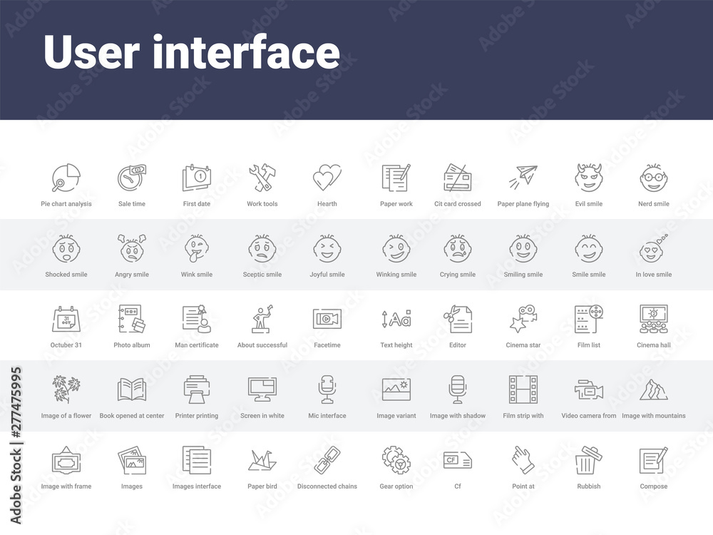50 user interface set icons such as compose, rubbish, point at, cf ...