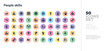 © zaurrahimov - 50 people skills vector icons set in a colorful hexagon buttons