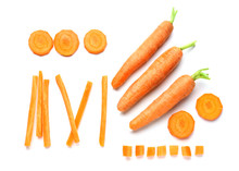 Pieces With Carrot On White Background