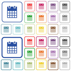 Sticker - Single calendar outlined flat color icons