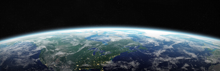 Wall Mural - view of blue planet earth in space 3d rendering elements of this image furnished by nasa