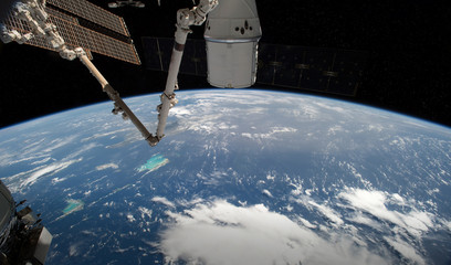 Poster - View of planet Earth from a space station window during a sunrise 3D rendering elements of this image furnished by NASA